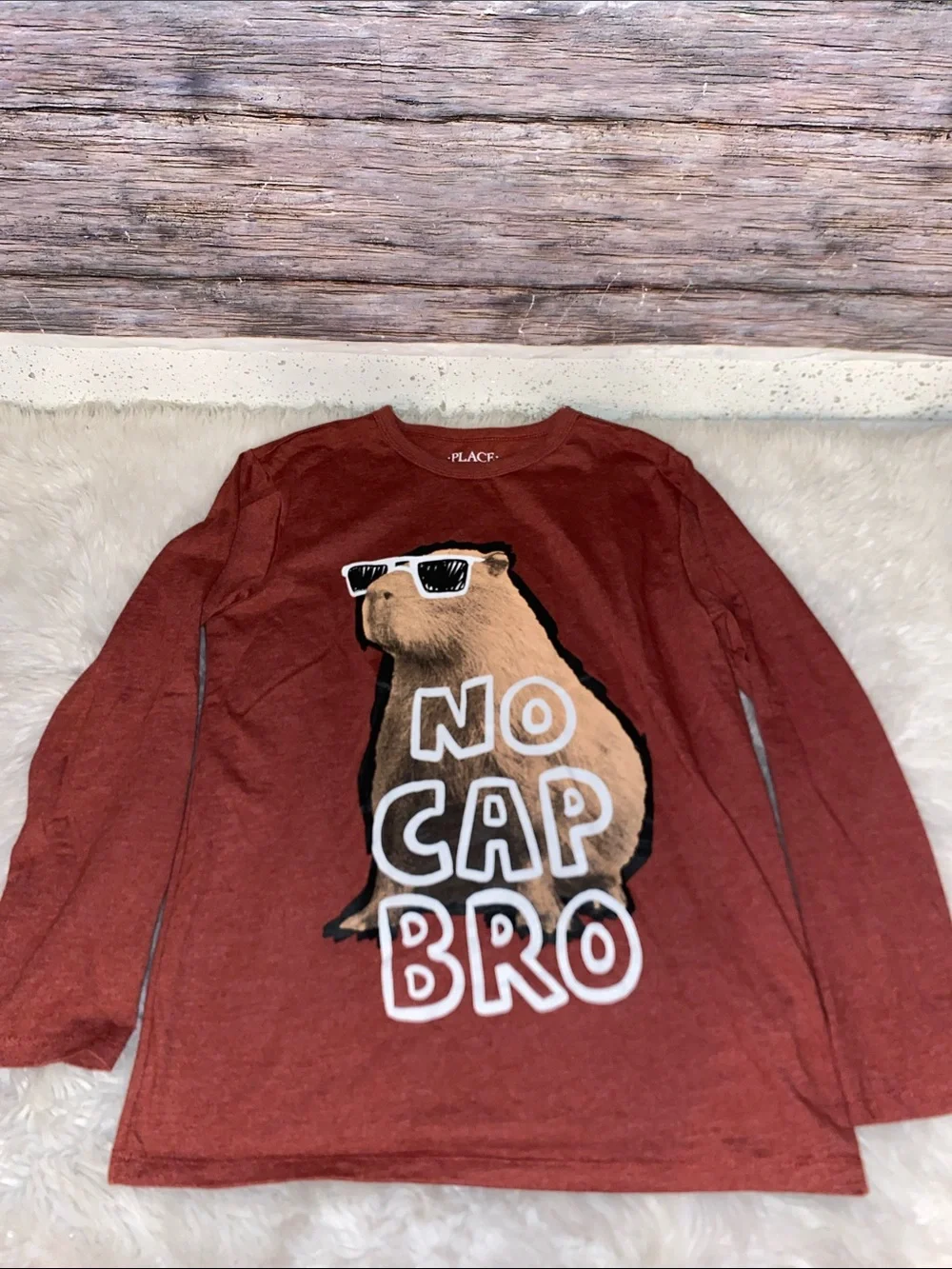 The Children's Place Rust Long Sleeve Tee with Bear Graphic